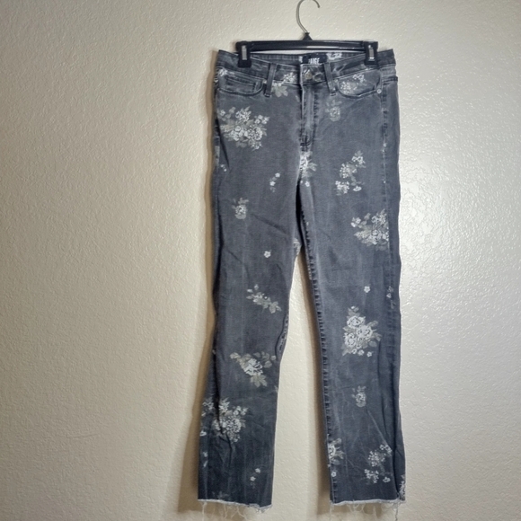 PAIGE Black Light Wash Hoxton Floral Print Straight Leg Jeans sz 28 - Picture 2 of 11